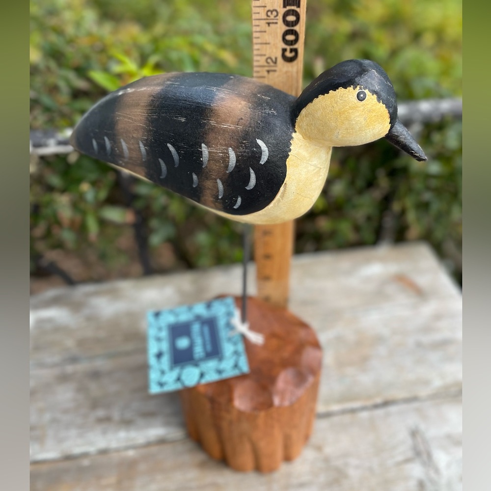 Mango Wood carved shorebird figurine beach lake house nautical decor